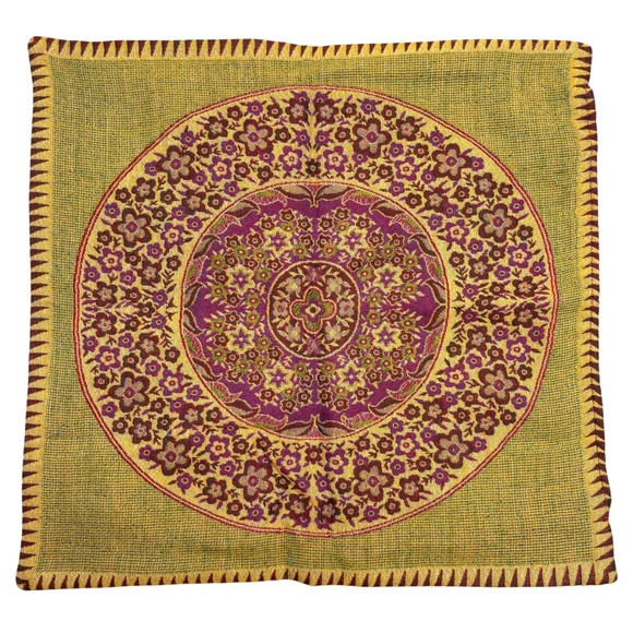 pillow cover SURYA wool weave floral 19x19 zip close NWT 1 cover boho hippie - Picture 4 of 11